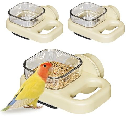 Junhonze 3 StüCk Vogelfutterspender - VogelkäFig Futternapf | Plastik Vogelfutter Wasserschalen Becher, Geeignet FüR Papageien, Sittiche, Wellensittiche, Nymphensittiche Und Kleintiere