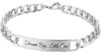 Mr.Gadget's Solutions Personalized Stainless Steel Baby ID Bracelet - Adjustable Nameplate Link Chain for Newborns, Infants & Toddlers - Ideal for Christening & Birthdays - Unisex for Boys & Girls.