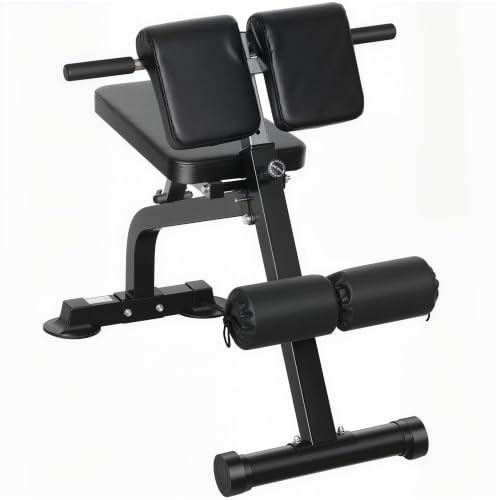 SPORTNOW Banc de Musculation Réglables en Hauteur et Inclinaison Noir | Pliable, Chaise Romaine, Entraînement Dos Bras Abdominaux, pour Maison et Salle de Sport