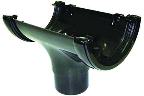 Pack of 2 - FLOPLAST 112mm Half Round Gutter Running Outlet - Black