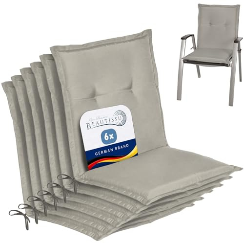 Beautissu Set de 6 Cojines sillas Jardin Exterior con Respaldo bajo Placas