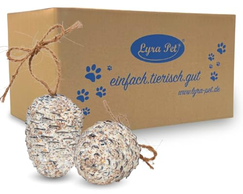 Lyra Pet® 4 STK. Riesenzapfen - Gefüllte Pinienzapfen - Vogelfutter | Pinienzapfen mit Fettfutter gefüllt - Wertvoller Energielieferant für Wildvögel ganzjährig - Fettreich & Biologisch Abbaubar
