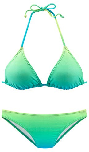 Lazzboy Bikini Set Farbverlauf Frauen Brasilianischen Badebekleidung Halfter Badeanzug Strand Damen Triangel Push Up Bandeau Neckholder Bustier(Blau,S)