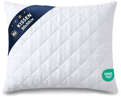 Amazinggirl Kopfkissen 30x50 cm - Kissen Allergiker Schlafkissen Polster Pillow Made in EU und Pillows for Sleeping 50 x 30 Bett Kissens für Schlafen Oeko-Tex Weiß
