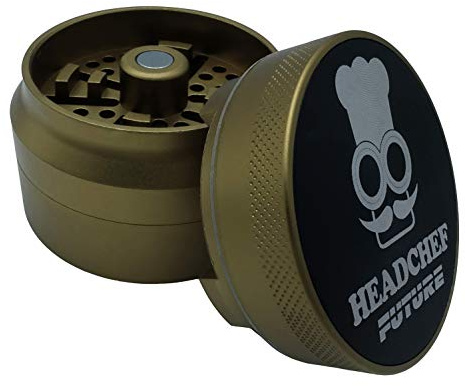 Headchef Future 4 Piece Grinder with Sandblasted Finish, Metal Herb Grinder, 62mm (Sage Green)