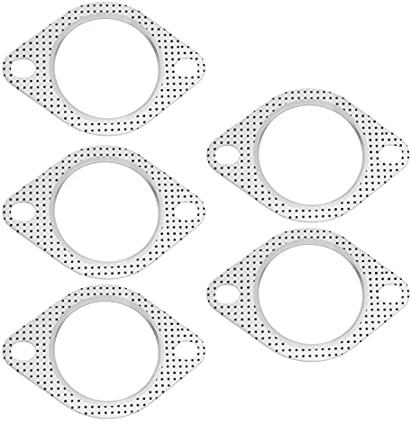 EMSea 5pcs 3inch Exhaust Gasket Exhaust Pipe Metal Gasket with Reinforced Ring 2 Bolt Flange 110mm for Car Exhaust Pipe