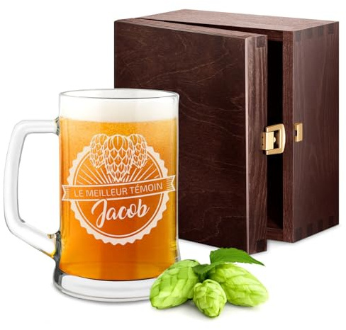 Maverton Chope à Bière Gravée 50cl, Verre à Bière Personnalisé avec anse | Cadeaux pour les Amateurs de Bières, Cadeau Anniversaire Homme, Idee Cadeau Homme