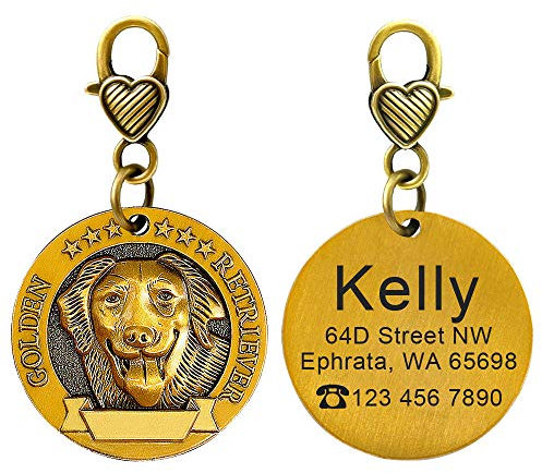 Kupferbeschichtetes Metall Personalisierte Hundemarke Graviert Großer Hundename Labrador Haustierzubehör-Golden Retrieve-M