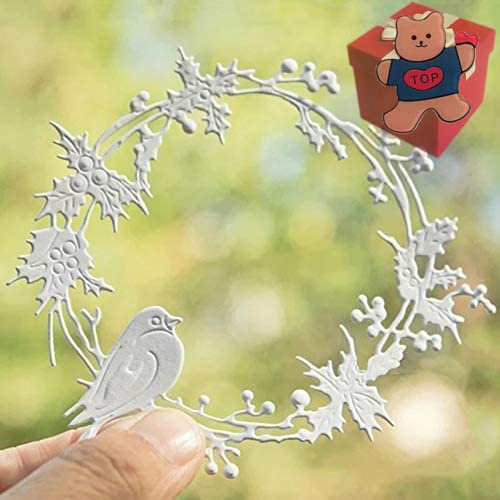 Vogel-Stechpalmen-Kranz für Kartenherstellung, Vogel Stechpalmen-Kranz für Kartenherstellung, Stanzschablonen für Scrapbooking, Fotoalbum, dekorative Prägepapier-Stanzformen für Kartengestaltung