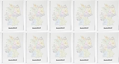 10x ADINA Collegeblock Kollegblock A4 80 Blatt 90g/qm Premium liniert mit Doppelrand Lin27 (Deutschlandkarte)