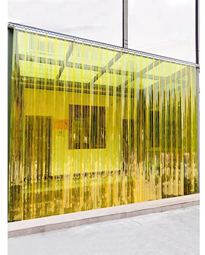 Cortina de fleje de PVC Cortina Repelente contra mosquitos Cortinas Exterior Puerta 18.5cm de ancho Cortina Lamas Verticales para Terraza y Porche Amarillo transparente (0.75x2.4m/5pcs)