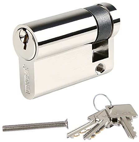 DIDA® 50mm(40/10) Euro Cylinder Lock,UPVC Door Lock Barrel with 3 Keys,High Security,Anti-Pick Anti-Bump Anti-Drill,Polished Nickel Finish,Suitable for All Door Types,BS EN 1303:2005
