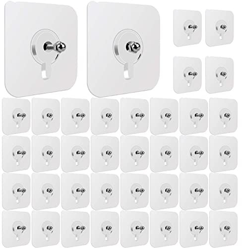 Nswayy Clous de Suspension Mural Transparent, 30Pcs Clou Auto-Adhésif en Crochets, Crochet à Vis Mural sans Poinçon, Étanche et Amovible, Vis Adhésives pour Salle de Bains Cuisine et Salle de Séjour