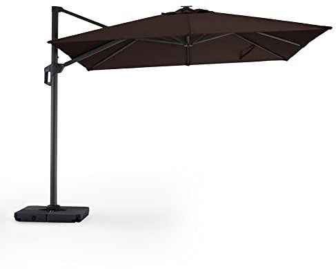Produce Shop Ombrellone da Giardino palo Laterale 3x3 Marrone LED Solare Waikiki Light Brown