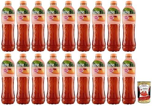 Fuze Tea Pesca - Lot de 18 bouteilles jetables en PET - Thé noir à la pêche et aux roses - Boisson rafraîchissante - Sans alcool - 1,25 l + Italian Gourmet Polpa di Pomodoro - Boîte de 400 g