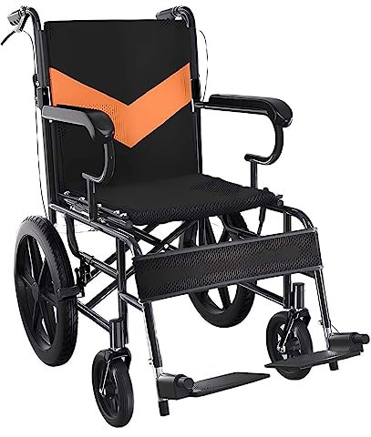 GHBXJX Ultraleicht Rollstuhl Leicht Faltbar Reiserollstuhl, Rollstühle für ältere und Behinderte Menschen, Rollstuhl für die Wohnung, Klappbare Rückenlehne, Sitzbreite 45cm, 11 kg