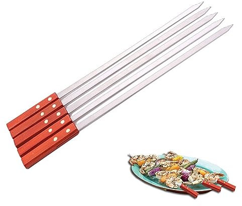 DHAEY Kebab Skewers, 20.5inch 52cm Large Stainless Steel Brazilian BBQ Skewers Long Handle Barbecue Fork Shish Kebab Turkish Grill Skewer (Color : 2 Pieces)