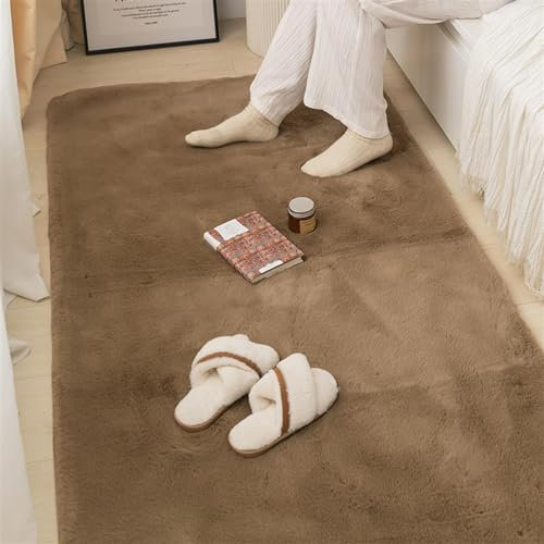 ZWPILY Hochflor Teppich, Einfarbig, Flauschiger Langflor Teppich, Shaggy Flokati, Rechteckig, Pflegeleicht, Wohnzimmerteppich - Fellteppich - Modern Kunstfell Carpet für Schlafzimmer,Braun,200x300 cm