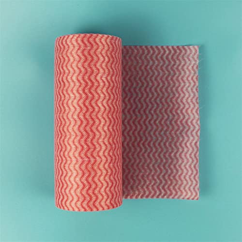 MAYABI cleaning clothsmicrofibre cleaning clothCleaning R Dishcloth Reusable Non-woven Fabric Disposable Kitchen Cloth Rolls Scouring Pads Cleaning Rags Lint Free Cloth (Color : Red) (Color : Rood)