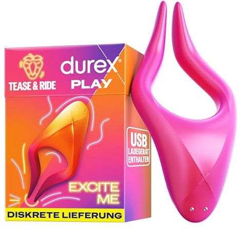 Durex Tease & Ride Multi erogene Zonen Stimulator - Vibrator-Sexspielzeug für Frauen, Männer & Paare - Sex Toy mit Vibration in 7 Stufen - Wasserdicht, leise & USB-aufladbar