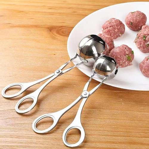 PengLAI Meatball Maker,2 Pcs None-Stick Triple Meatball Maker Tool, Stainless Steel Baller Tongs with Anti-Slip Handles, Cake Pop, Cookie Dough Scoop for Kitchen