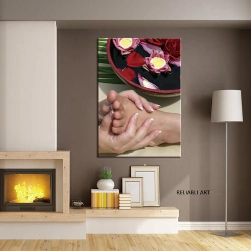 BMGKYAGL Fuß-Spa-Yoga-Salon, Nagel-Körpermassage, Poster, Leinwandbild, Wandkunst, Bild, Heimdekoration, Gemälde für Wohnzimmerdekor, 20 x 30 cm, rahmenlos