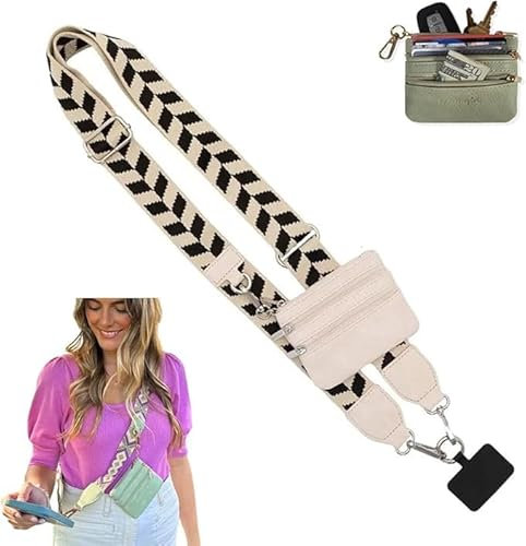 APOMOONS Mobile Phone Lanyard With Zippered Wallet Pouch - Adjustable Clip and Go Strap With Charm for Women