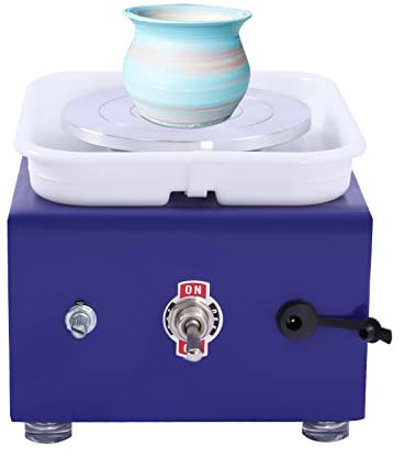 JINPRDAMZ 24W Töpferscheibe Elektrisch Mini 13x15cm, Blau Electric Pottery Wheel 10 cm Turntable, Ceramic Machine für Beginners und Kinder Crafts Casting Gift, Keramik Radmaschine DIY 2000r/min