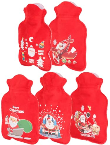Healeved Christmas Hot Water Bottle Mini Hot Water Bottle Small Refillable Hand Warmer Cute Rabbit Design Portable Heat Therapy Bag for Winter Pain Relief