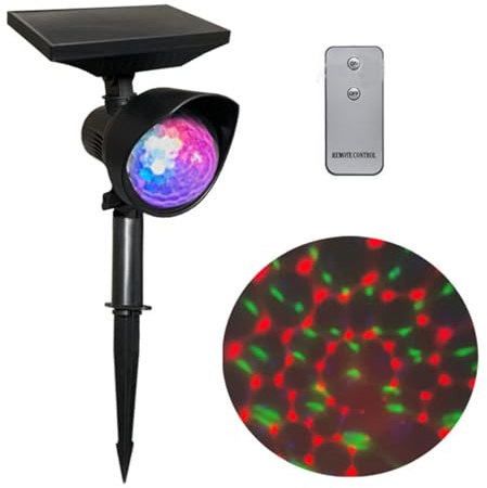 Lampada Proiettore Solare RGB a Stelle Colorate per Esterni, LED per Natale, Luce Mobile per Paesaggio e Decorazione da Giardino per Festività Natalizie con Telecomando