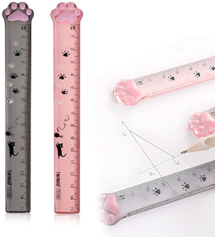LACHT 2 Stück Kunststoff Lineal, 15 cm Katzenkrallenlineal, Lineal Messwerkzeug für Schule Büro Zuhause