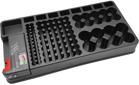 Fangxuee Batterieaufbewahrungs-Organizer-Halter mit Tester, Batteriegehäuse-Box-Halterungen mit Batterieprüfer für AAA, AA, CD, 9 V
