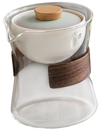Colcolo Tetera de Vidrio con infusor Gong Fu Chino, Tetera extraíble de y florecientes de 210ml para Camping, Bar, Sala de Viajes, Tapa Transparente Degradada