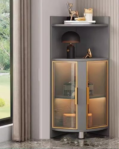 Glas-Eckvitrine mit LED-Beleuchtung – modernes Curio-Regal für Wohnzimmer, Schlafzimmer oder Büro