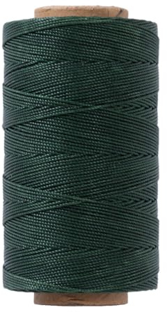 KIVISIN Hilo encerado redondo resistente de 0,8 mm, 218 yardas, verde oscuro, cordón grueso recubierto de cera de poliéster para coser cuero, tapicería, cordel de batido, tejido de cestas y