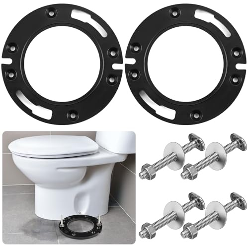 Marsui 2 Sets Toilet Flange Repair Kit Flange Repair Ring Fit 3 Inches and 4 Inches Drain Pipe with Closet Bolts Stainless Steel ABS Ring Easy Install for Bathroom Toilets Install or Leaking