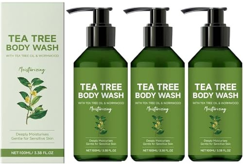 Gel de Ducha Antibacteriano con Árbol de Té - Gel de Ducha Antibacteriano para Piel Seca con Picazón, Olor Corporal y Sudor - Limpieza Suave con Aceite de Árbol de Té para Mujeres y Hombres (3PCS)