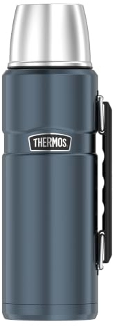 THERMOS STAINLESS KING Thermosflasche 1,20 l, 24 h heiß, ice grey | 24h kalt, mit Trinkbecher und Griff, absolut dicht, Edelstahl-Isolierflasche, spülmaschinenfest, eisgrau glänzend