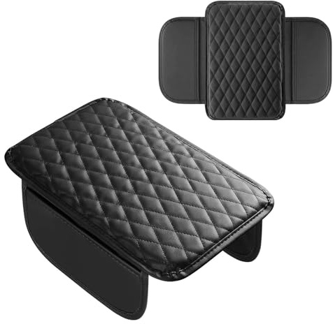 txuzong Universal Auto Armlehnen Polster 30x20cm Mittelkonsole Armlehnenschoner mit 2 Seitentaschen Organizer - Schwarz Armlehne Abdeckung für Auto, SUV, LKW-Luxus Komfort&Schutz für Fahrzeuginnenraum