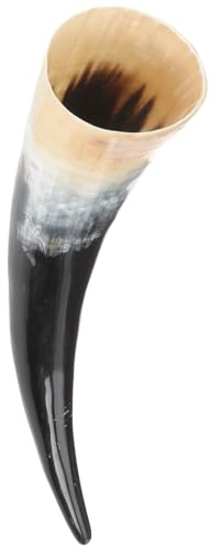 HIAKDOFT Corno da Bere in Corno di Bue Grande Capacità Boccale Artigianale Levigato per Birra e Vino Decorazione Rustica Originale per Amanti del Vino e Regali