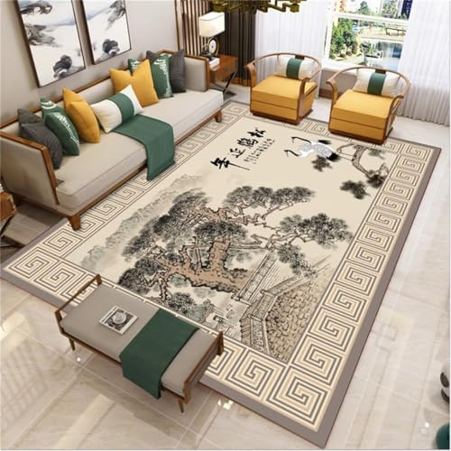 RUGMRZ Kinderzimmer Teppiche Mädchen 70x140cm beige, Teppich Vorraum Orientalische Pflanzen Druck Design für Wohnzimmer