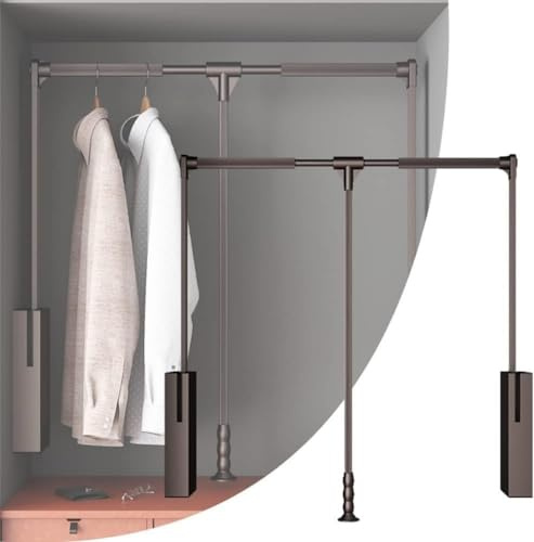 Barra appendiabiti retrattile per armadio, regolabile, supporta fino a 20 kg, larghezza 89-121 cm, ideale per risparmiare spazio e per un facile accesso agli indumenti.