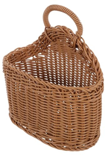 CLISPEED Wicker Basket with Handle: Large Woven Kitchen Basket Hanging Storage Vegetable for Fruit Vegetable Storage Kitchen Organisation, Usable