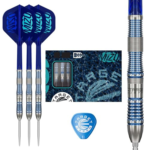 Target Japan Mizu Series Steel Tip Darts, 23G/24G | 90% Wolfram-Darts, K-Flex Nr. 2 Flights & Shafts, Swiss Nano Points & SP-Werkzeug im Lieferumfang enthalten