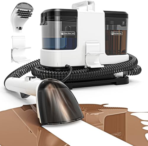 Lubluelu Nasssauger Polsterreiniger Gerät 600 W 18 kPa, kompakter Teppichreiniger & Fleckenreiniger mit starker Saugleistung für Sofa, Teppich & Auto, tragbar und leicht, Tiefenreinigung
