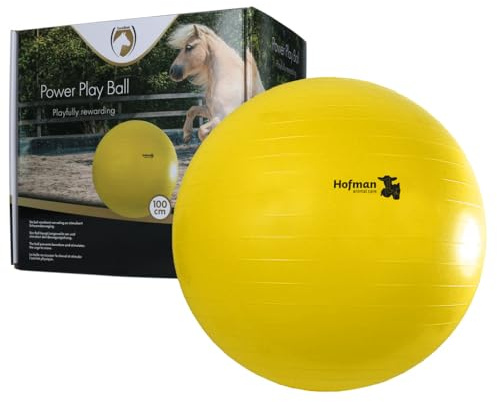 Hofman Maximus - Palla da gioco per cavalli, 100 cm, per pony e cavalli, previene la noia, colore: giallo