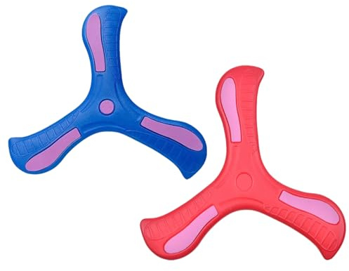 Rulinna-Boomerang, Frisbee Kinder, 2er-Set Dreiflügel-Bumerangs, Wurfspiel für draußen, weiche Eva-Frisbee, sicher in der Anwendung, Spielzeug für draußen, (2er-Set (blau + rot))