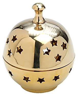 NKlaus räuchergefäss zum Räuchern Messing, Gold, Messing Kugel, 1 Stück | Stern; Höhe: 10cm; Durchmesser: 8cm; Gewicht: 0,6kg; räucherkohle; räucherfigur; weihrauch gefäß
