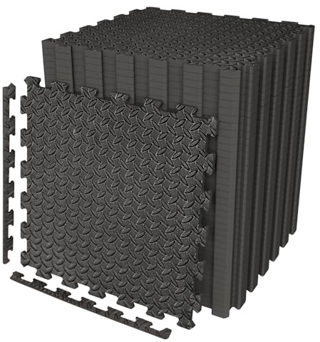 SAFRI Large 60cm x 60cm Black Interlocking Caravan Awning Floor Mat Camping Picnic Garden Outdoor/Indoor Non Slip Floor Matting 10mm thick (24Mats-96 square feet)