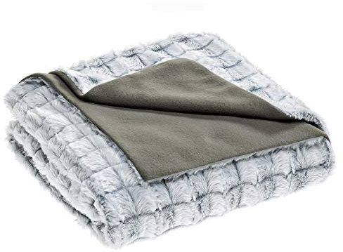 aqua-textil Flauschige Kuscheldecke XXL 200 x 220 cm grau Kuxus Wendedecke Sofadecke Tagesdecke Fellimitat Oeko-TEX Masha